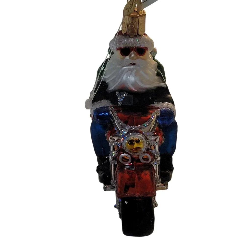NWT Old World Christmas Biker Santa (40313) Glass Ornament Motorcycle